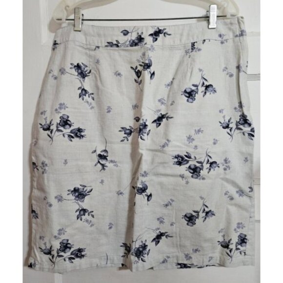 * JEANOLOGY Blue Floral Print Linen Skirt Ladies Size 18 - Picture 1 of 4